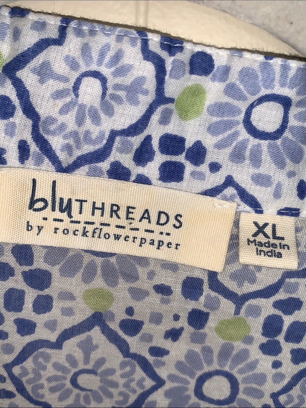 BluThreads by Rockflowerpaper Blue & White Floral Print Top Lightweight - Picture 2 of 6